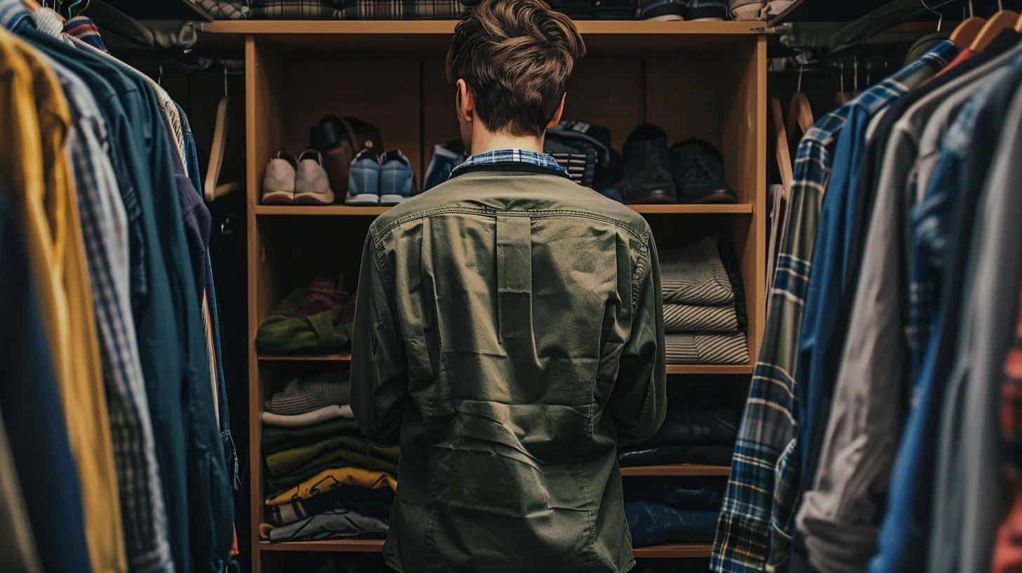 someone looking through their closet for a casual outfit