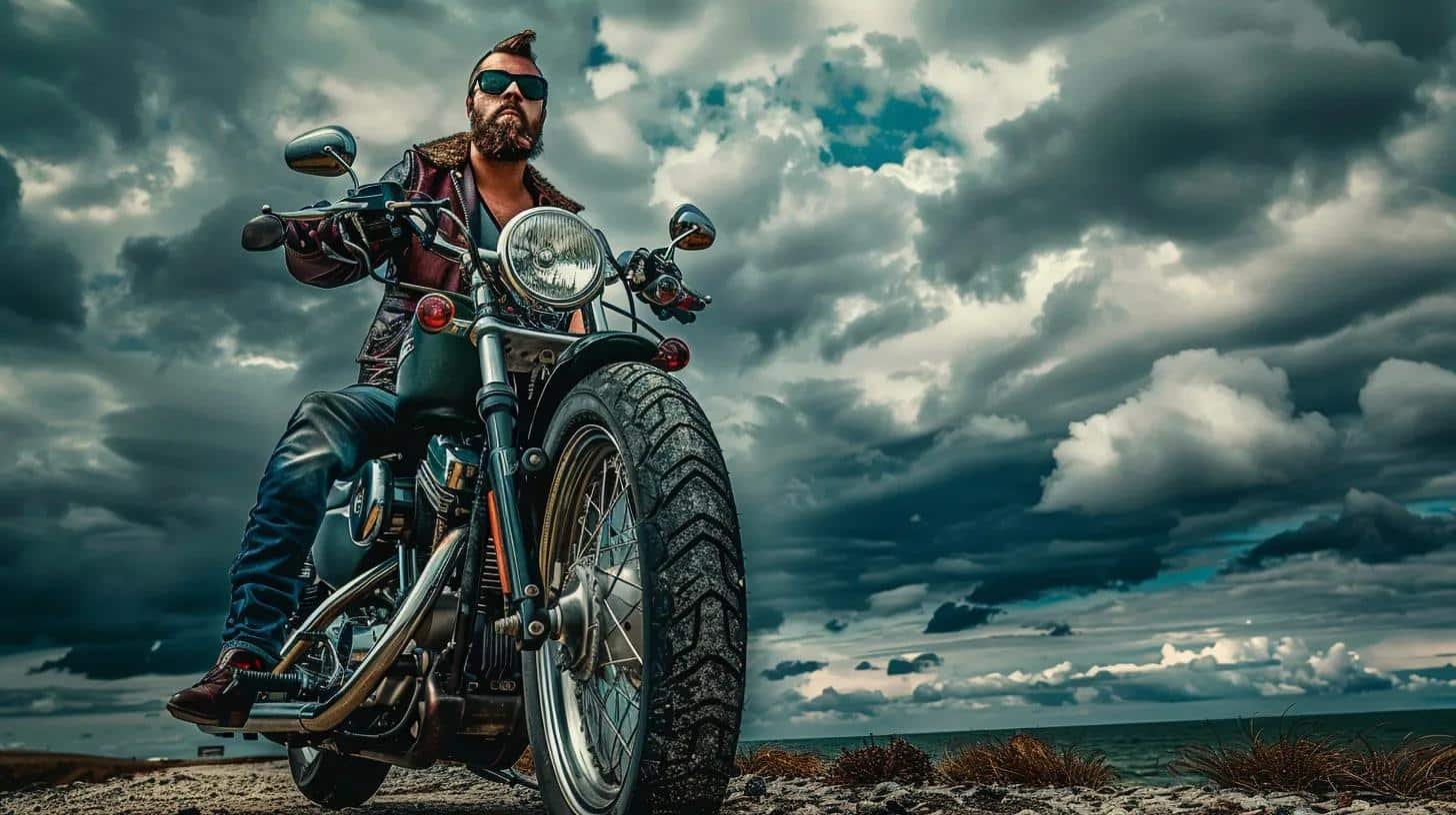 image portraying being bold, include a motorcycle